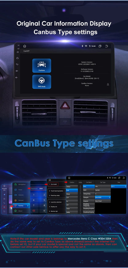 Autoradio 9" 2 Din Android 13 per Mercedes Benz Classe C W204 S204 2007-2010