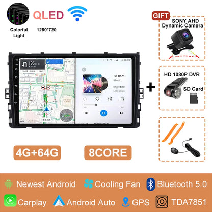 Radio multimediale 9" Double Din per Volkswagen T-ROC/T-Cross/Polo 2018-2020