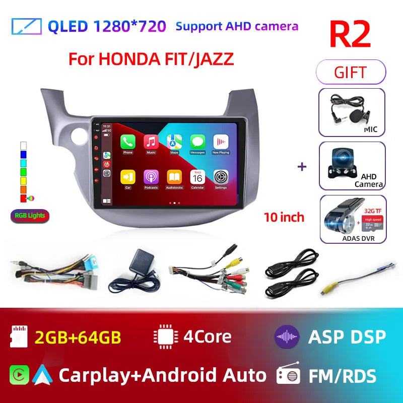 Car radio Honda Fit Jazz 2008-2013 10" Android 12 Double Din