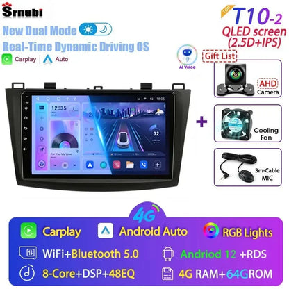 Stereo Mazda 3 2009-2013, 9" Android 12 Double Din, GPS Navigation