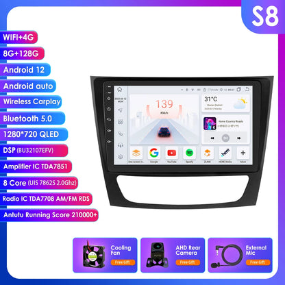 Autoradio Android 12, 9" para Mercedes E-class 2002-2009