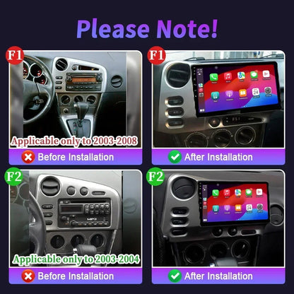9" Android 14 CarPlay for Toyota Matrix 2003-2008 and Pontiac Vibe 2003-2004