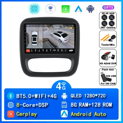 Autoradio Android 14 da 9" con CarPlay per Renault Trafic 3 2014-2021, Opel Vivaro B, 2014-2018