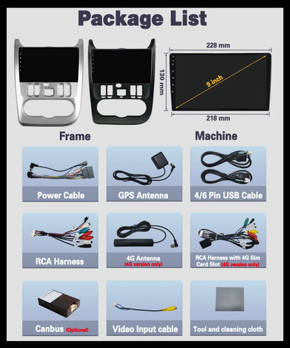 Android 13, 9" One Din, per Dacia Duster 2009-2015
