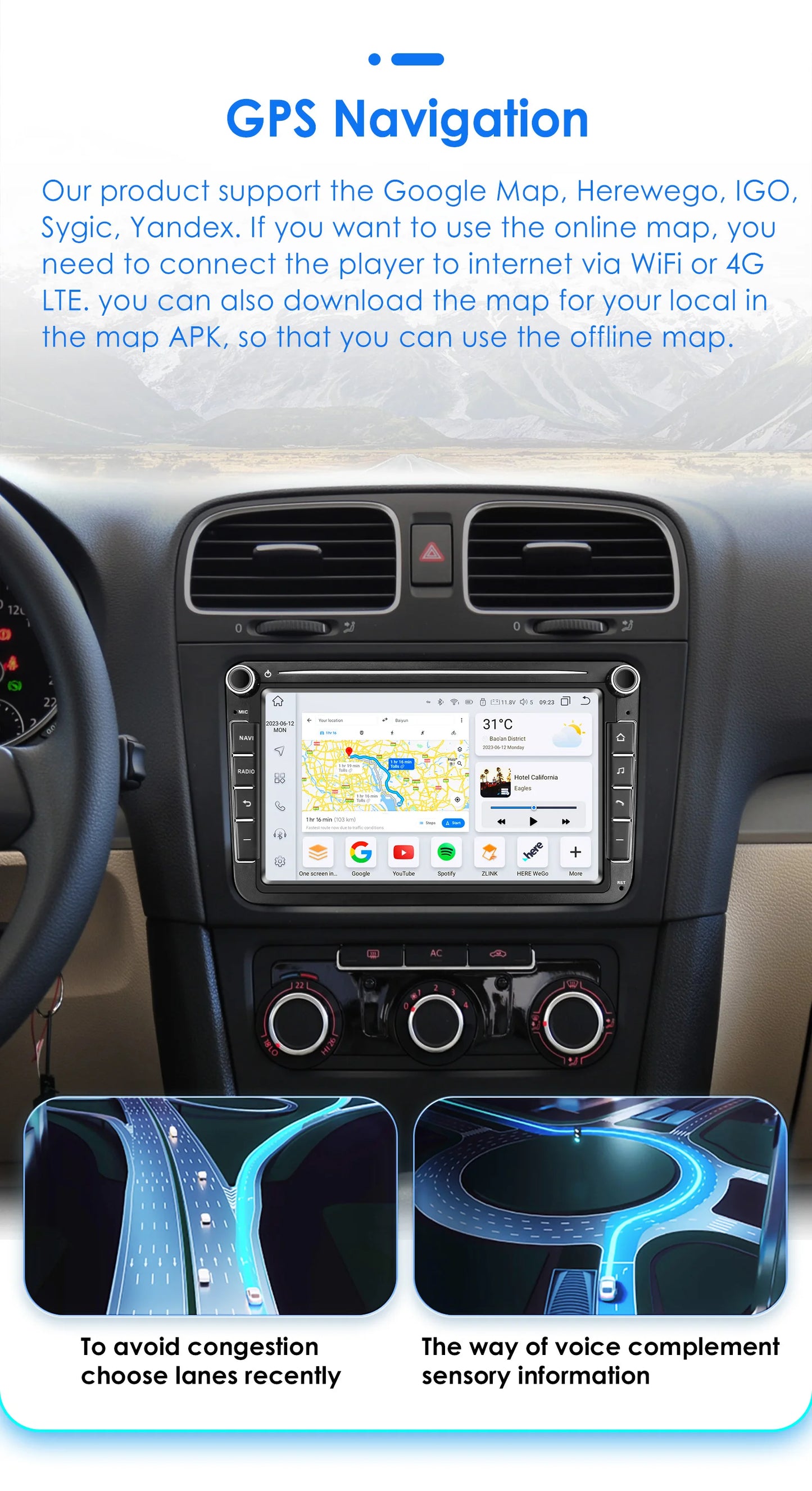 Car radio 8" Android 13 for VW Golf, Passat B7, Polo, Tiguan
