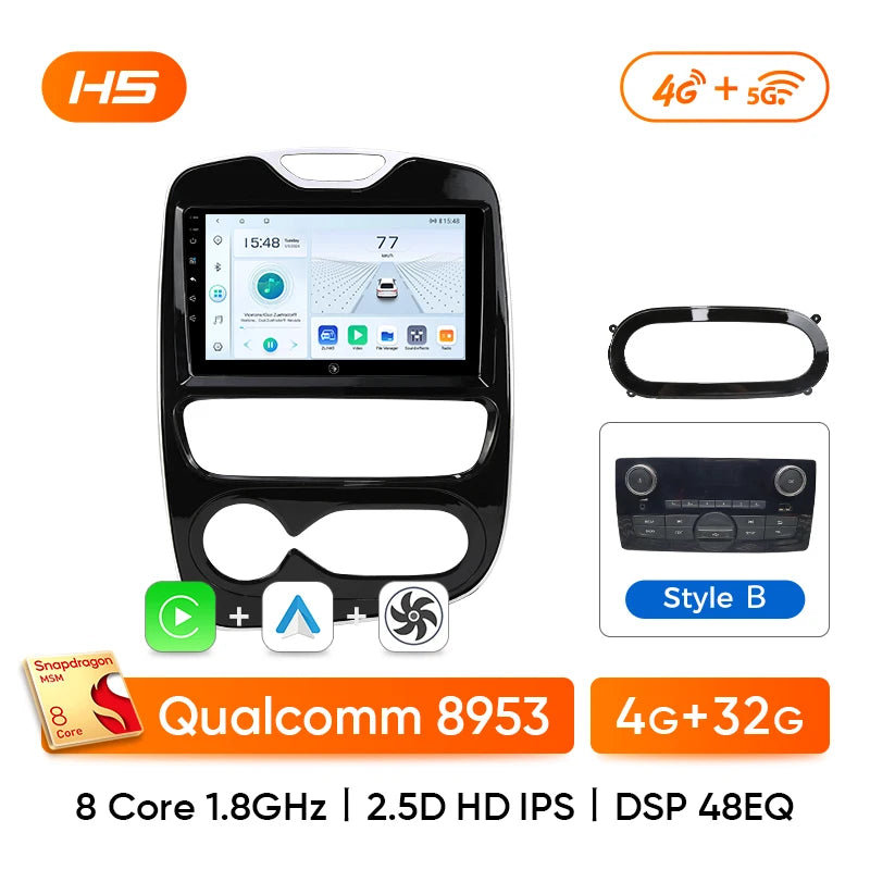 Autoradio Android 13 2DIN da 9" per Renault Clio 4 2012-2019