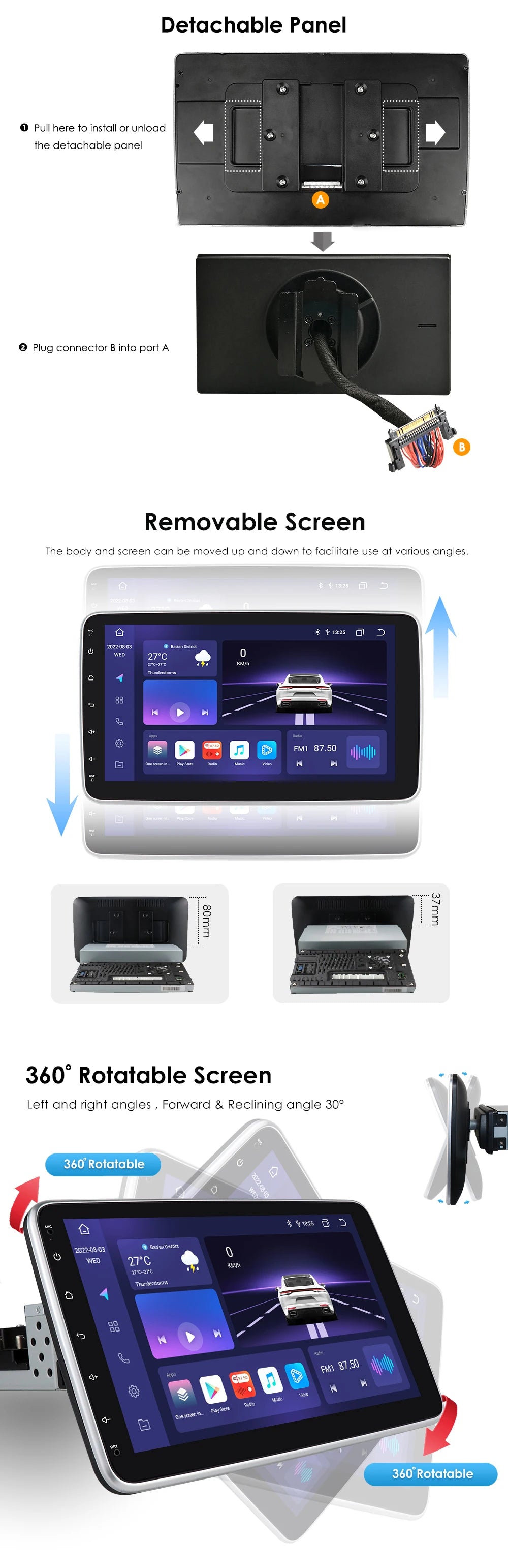 Autoradio 10.1" 1DIN Android Auto con GPS Universal AutoRadioCanario