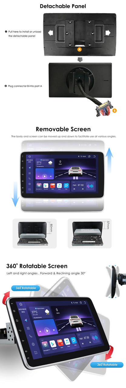 Autoradio 10.1" 1DIN Android Auto con GPS Universal AutoRadioCanario