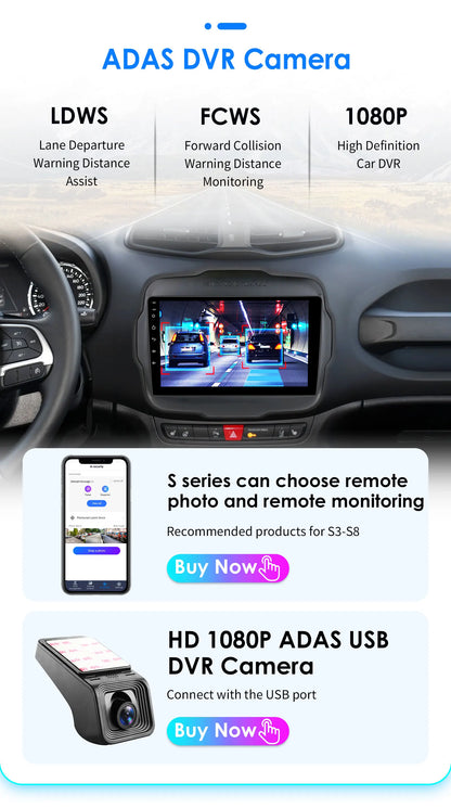 Autoradio 2DIN da 9" con Android 13 per Jeep Renegade 2016-2020