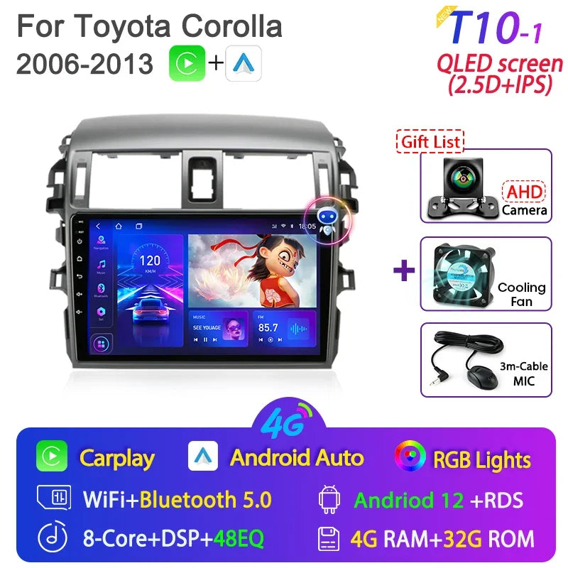 9" 2DIN Android Car Stereo for Toyota Corolla 2006-2012