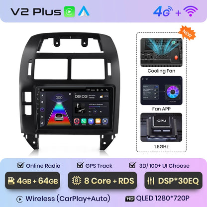Junsun Double Din 9" Android Radio per VW Polo 2001-2009 con CarPlay e GPS
