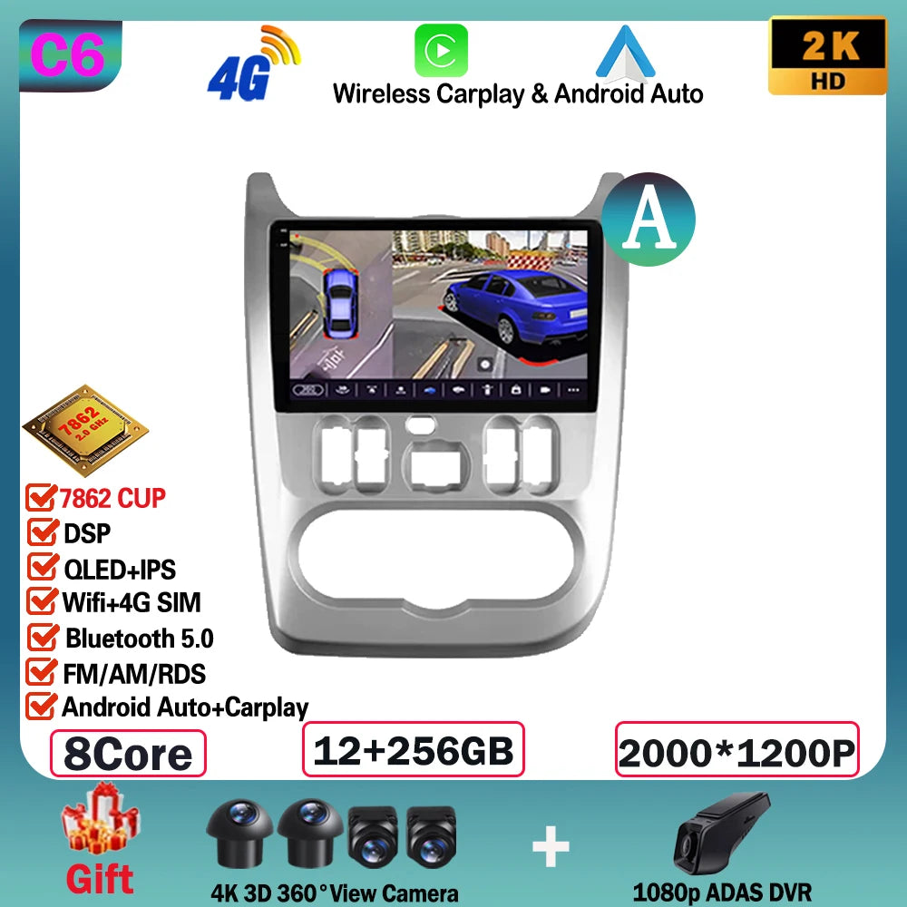 Android 13, 9" One Din, per Dacia Duster 2009-2015