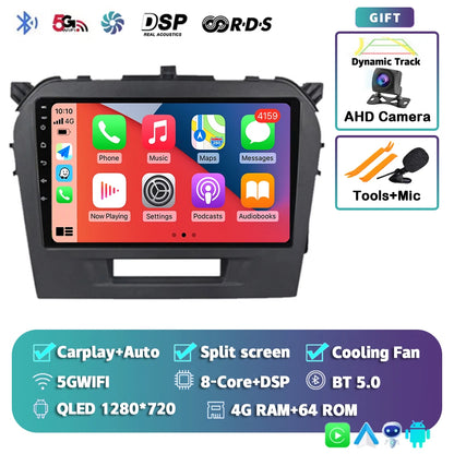 Autoradio 9" Android 14 Carplay para Suzuki Vitara 2015-2019, GPS WiFi+4G