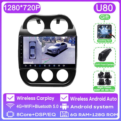 Autoradio Android 13 10" 1DIN para Jeep Compass/Patriot 2011-2017