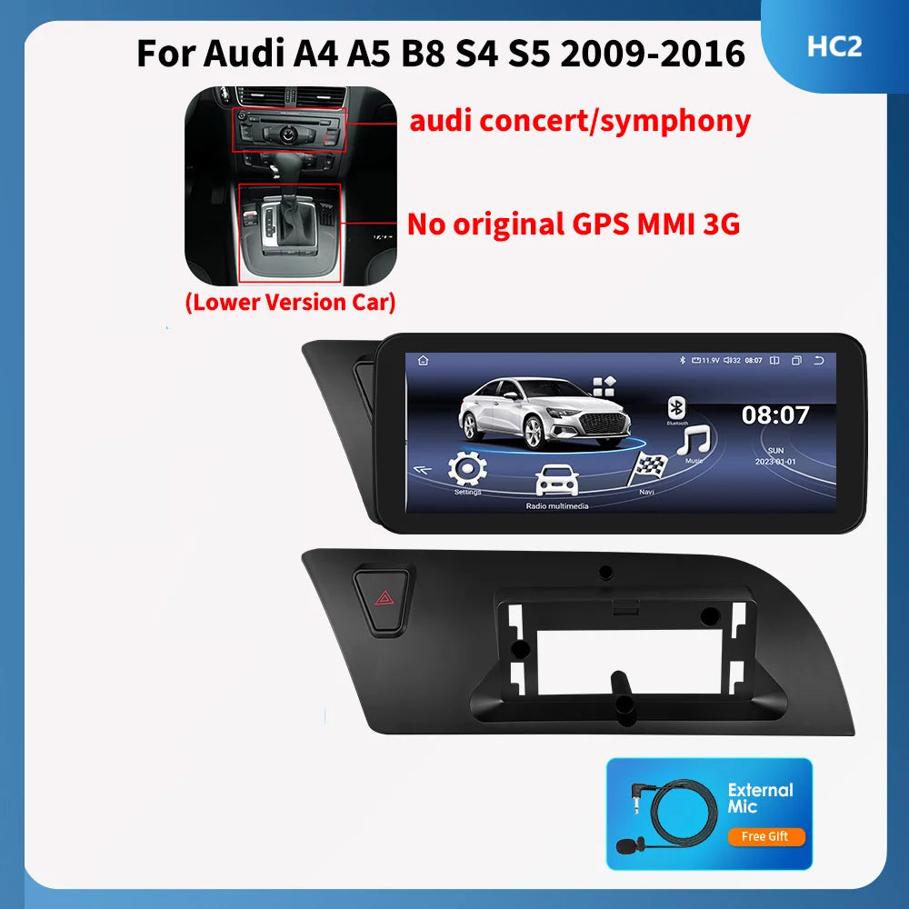 10.25" CarPlay Android 13 Radio for Audi A4 A5 B8 S4 S5 2009-2016