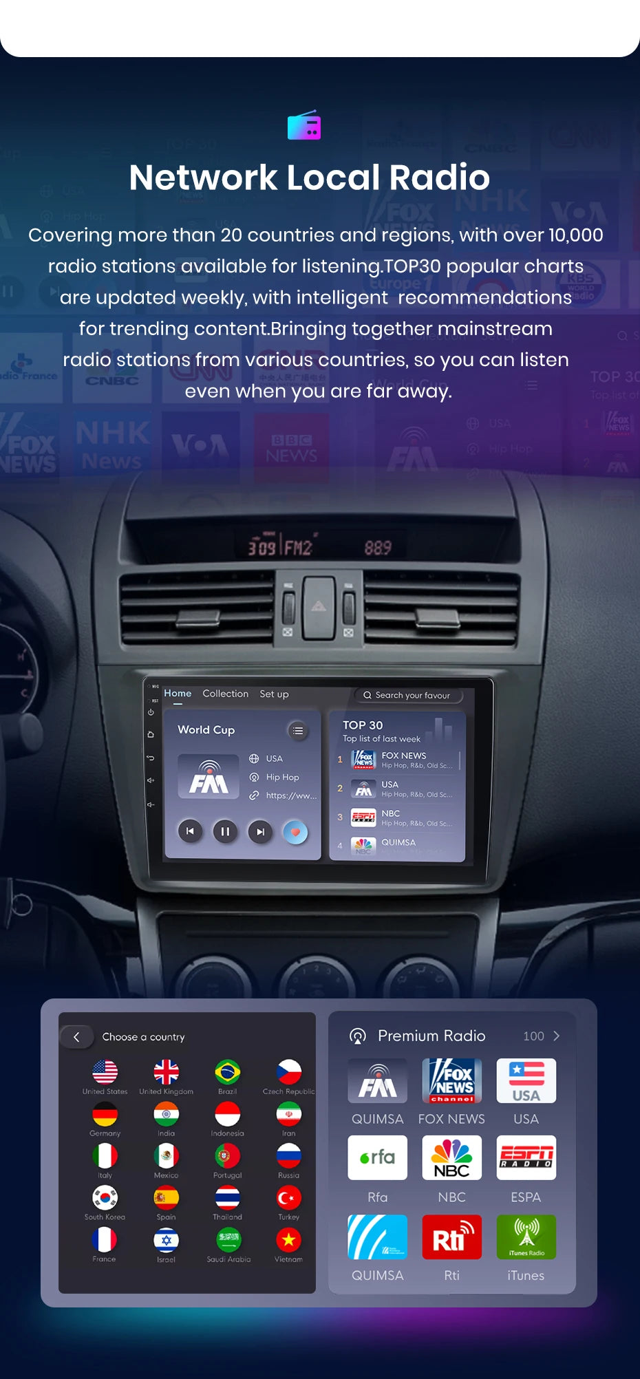 Car radio 9" 2DIN Android 12 for Mazda 6 2007-2012