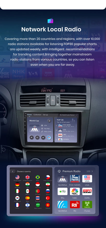 Car radio 9" 2DIN Android 12 for Mazda 6 2007-2012