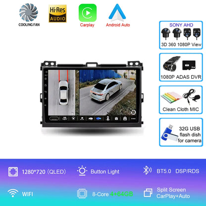 9" 2 DIN Android car radio for Toyota Prado 2002-2009