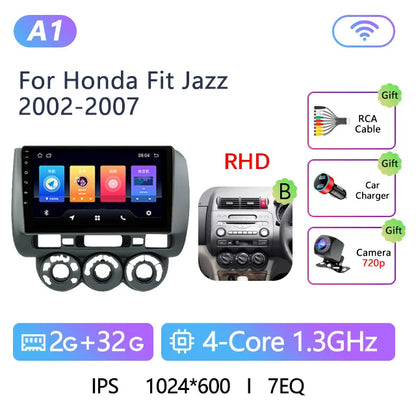 Stereo Honda Fit Jazz 2002 to 2007 9" Android 10.0, Double Din GPS