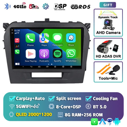 Autoradio 9" Android 14 Carplay para Suzuki Vitara 2015-2019, GPS WiFi+4G