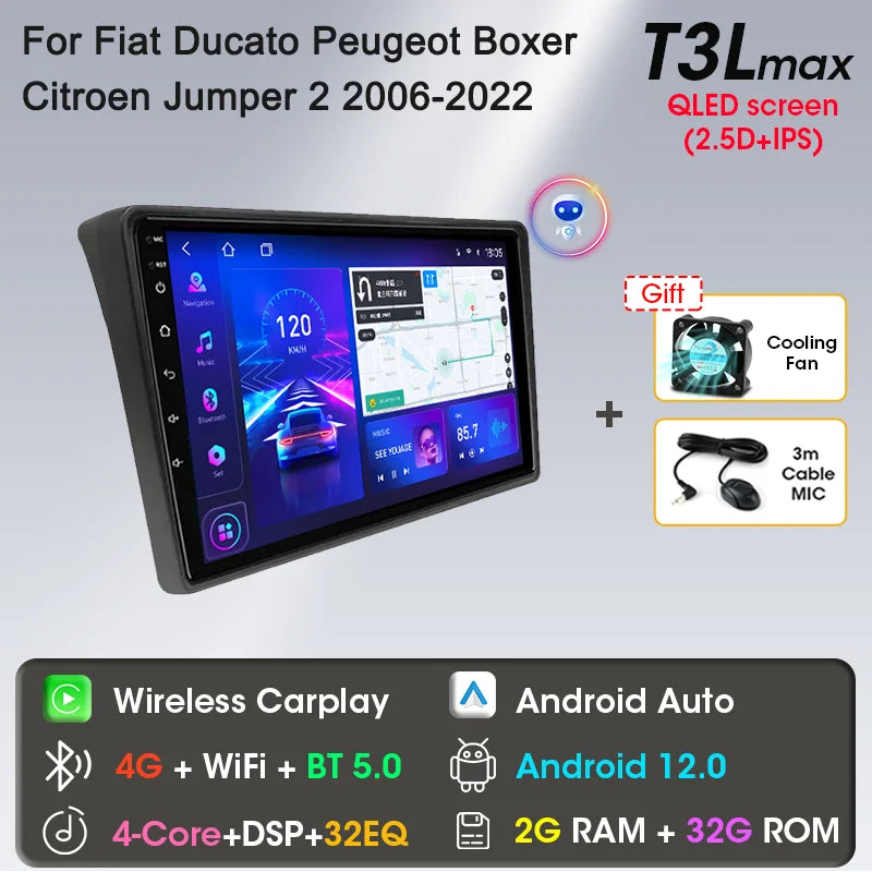 Autoradio 9" 2DIN Android per Fiat Ducato 2006-2022