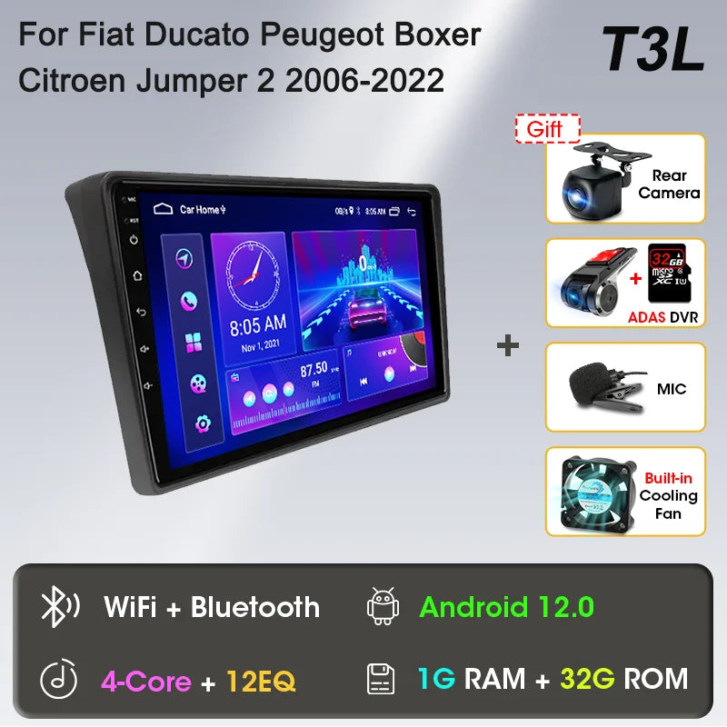 Autoradio 9" 2DIN Android per Fiat Ducato 2006-2022