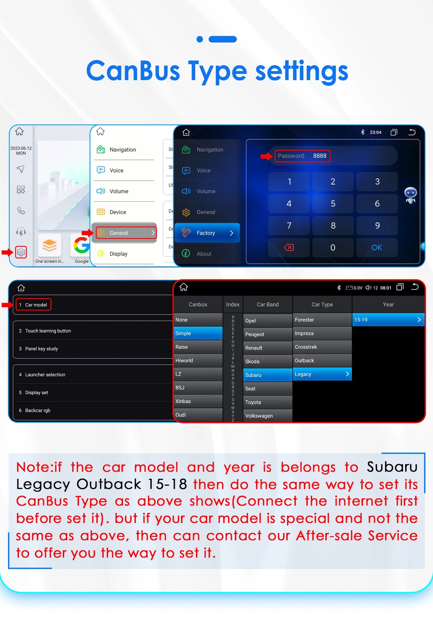 Android 9" 2DIN CarPlay radio for Subaru Legacy 2015-2018