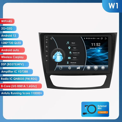 Autoradio Android 12, 9" para Mercedes E-class 2002-2009