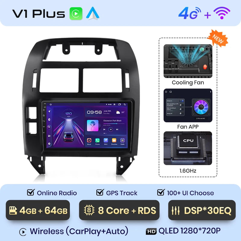 Junsun Double Din 9" Android Radio per VW Polo 2001-2009 con CarPlay e GPS