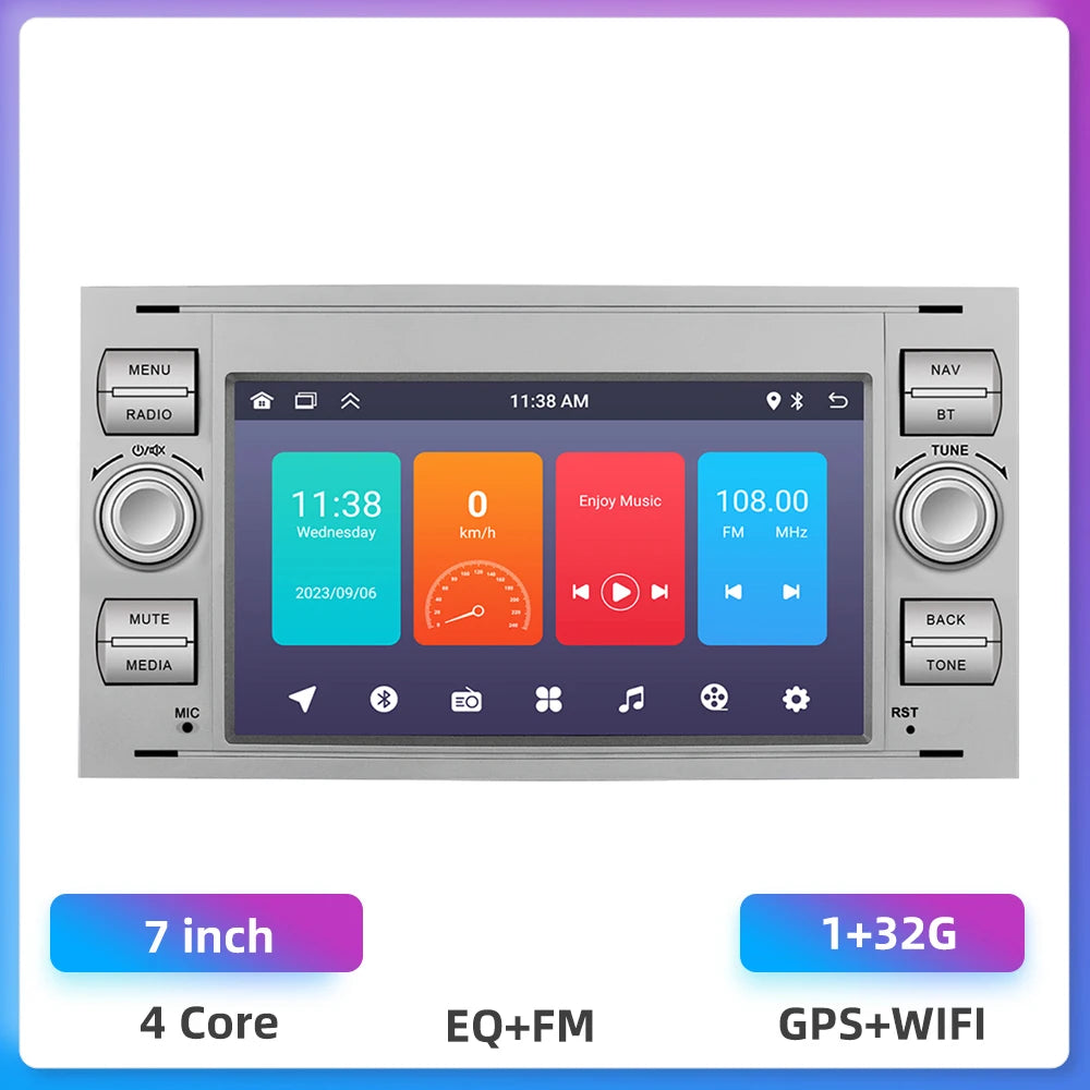 Autoradio 7" Double Din per Ford Kuga 2008-2011 - CarPlay, Android Auto, GPS e riproduzione multimediale