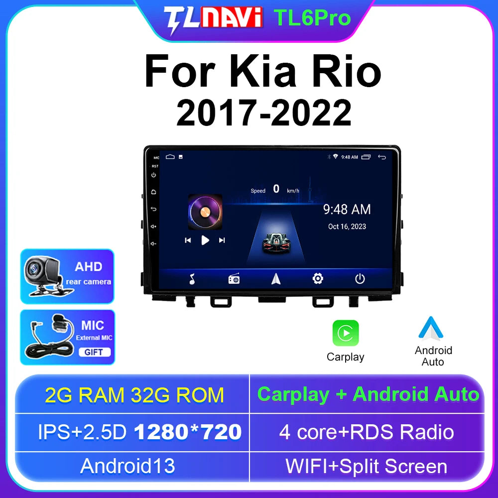 Autoradio stereo Android Auto da 9" per Kia Rio 2017-2022
