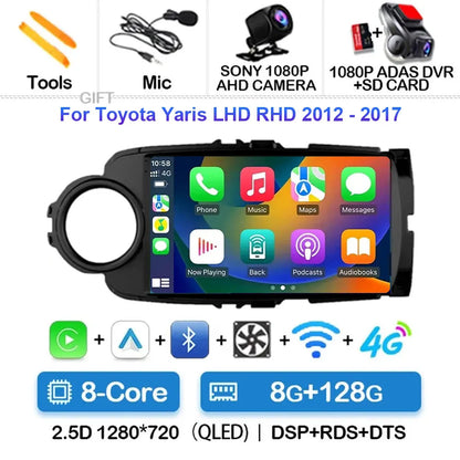 Radio Carplay Android 14 Toyota Yaris 2012-2017 9" GPS WiFi