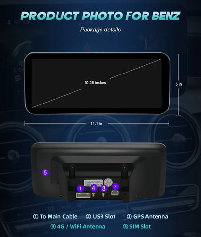 Radio Android 14 8.8” 2 Din per Mercedes Classe C W204 2011-2014 – CarPlay, GPS e WIFI
