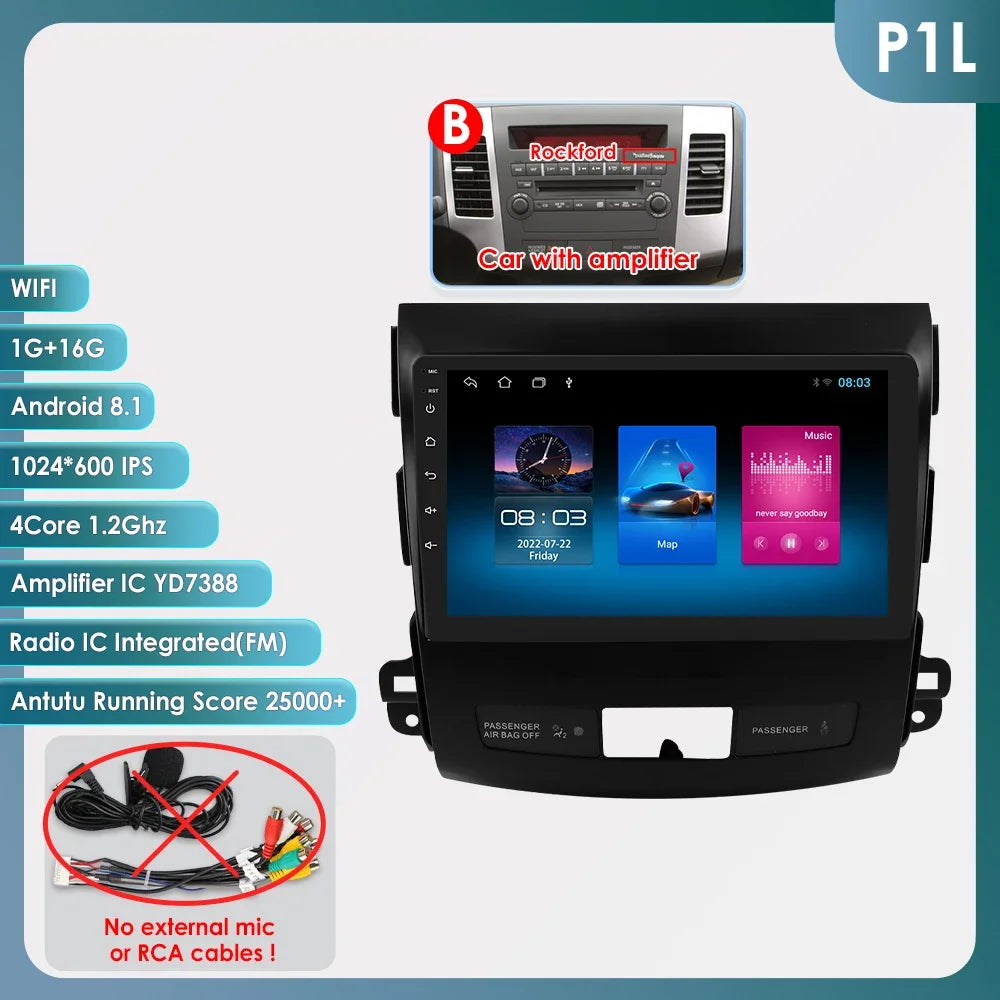 Car radio 9" 2 DIN for Mitsubishi Outlander 2005-2011