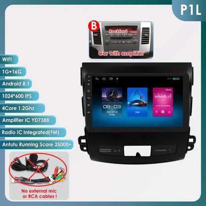 Car radio 9" 2 DIN for Mitsubishi Outlander 2005-2011