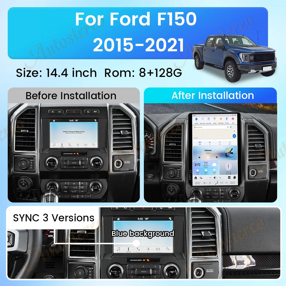 Tesla Style Car Radio 14.4" 2 Din Ford F150 2015-2021