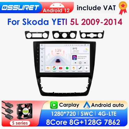 Autoradio 10.1" 2 Din para Skoda Yeti 2009-2014 con CarPlay y Android Auto