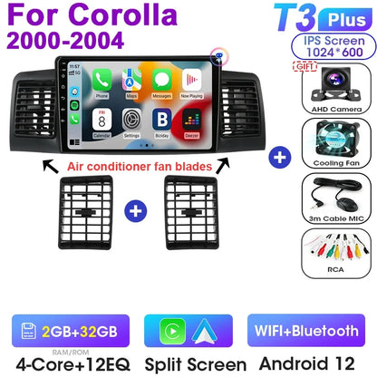 Android 12 9" 2DIN Car Stereo for Toyota Corolla 2000-2004 - CarPlay, GPS &amp; More