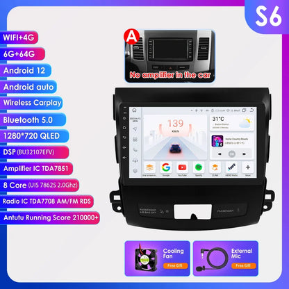 Car radio 9" 2 DIN for Mitsubishi Outlander 2005-2011