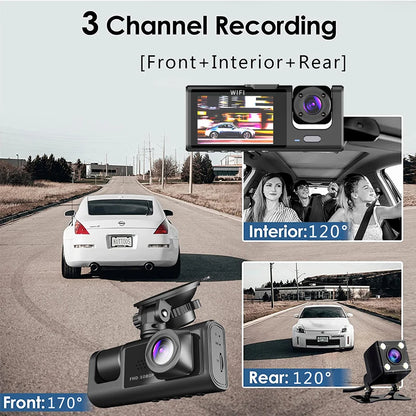 Dash Cam 3 Cámaras WiFi 1080P 3'' AutoRadioCanario