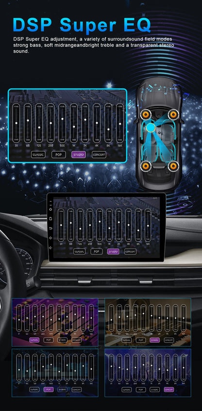 Autoradio Android 10.2" 1 Din para Renault Latitude y Renault Laguna - CarPlay, 5G Wifi, Mirror Link