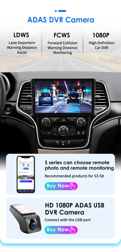 Hizpo 10.1" 2DIN CarPlay Android 13 per Jeep Grand Cherokee 2014-2022