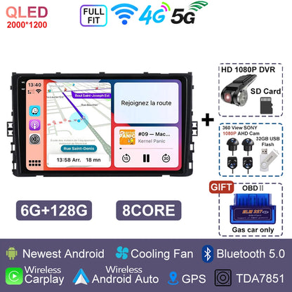 Radio multimediale 9" Double Din per Volkswagen T-ROC/T-Cross/Polo 2018-2020