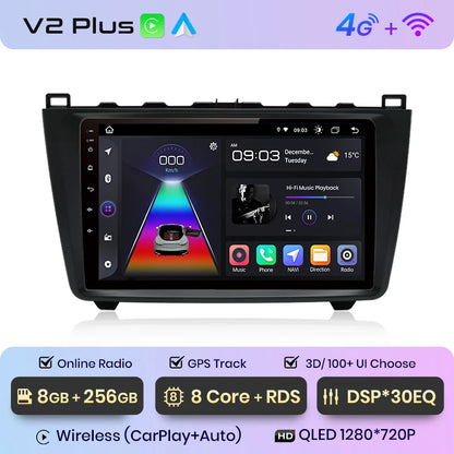 Car radio 9" 2DIN Android 12 for Mazda 6 2007-2012