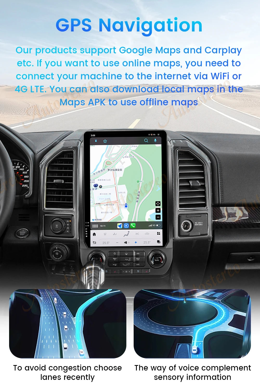 Tesla Style Car Radio 14.4" 2 Din Ford F150 2015-2021