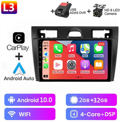 Radio Android 12 CarPlay, 9" 2 Din per Ford Fiesta MK6 2002-2008