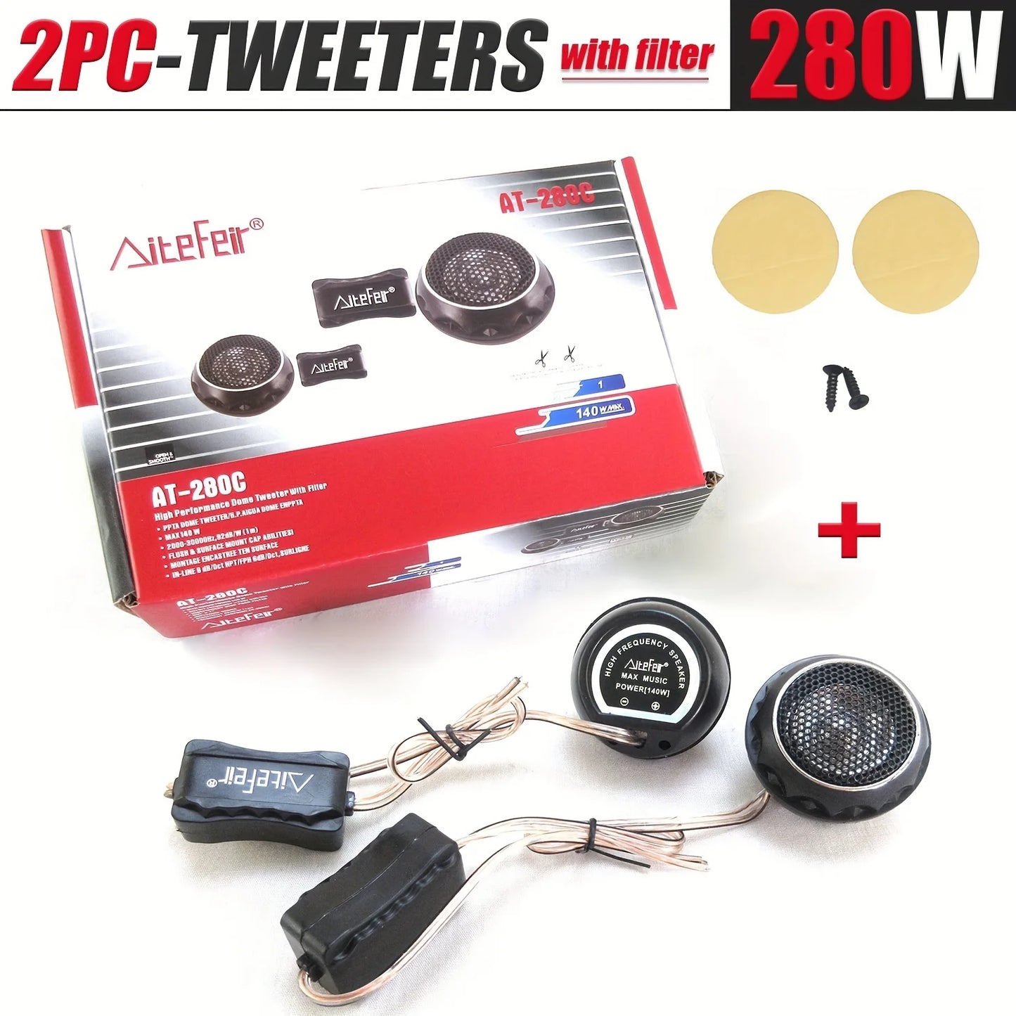 Tweeters de 1.97” para coche, 280W sonido HiFi Universal