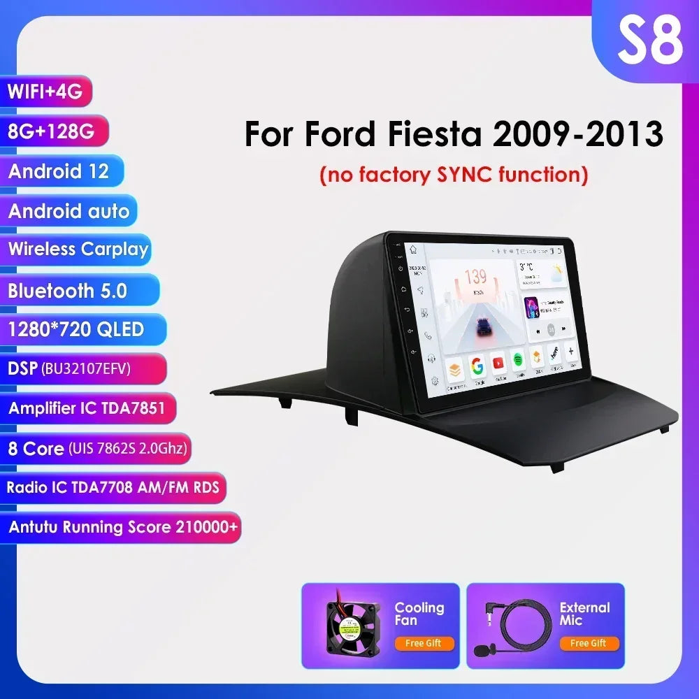 9" Double Din Android Car Stereo for Ford Fiesta 2009–2017