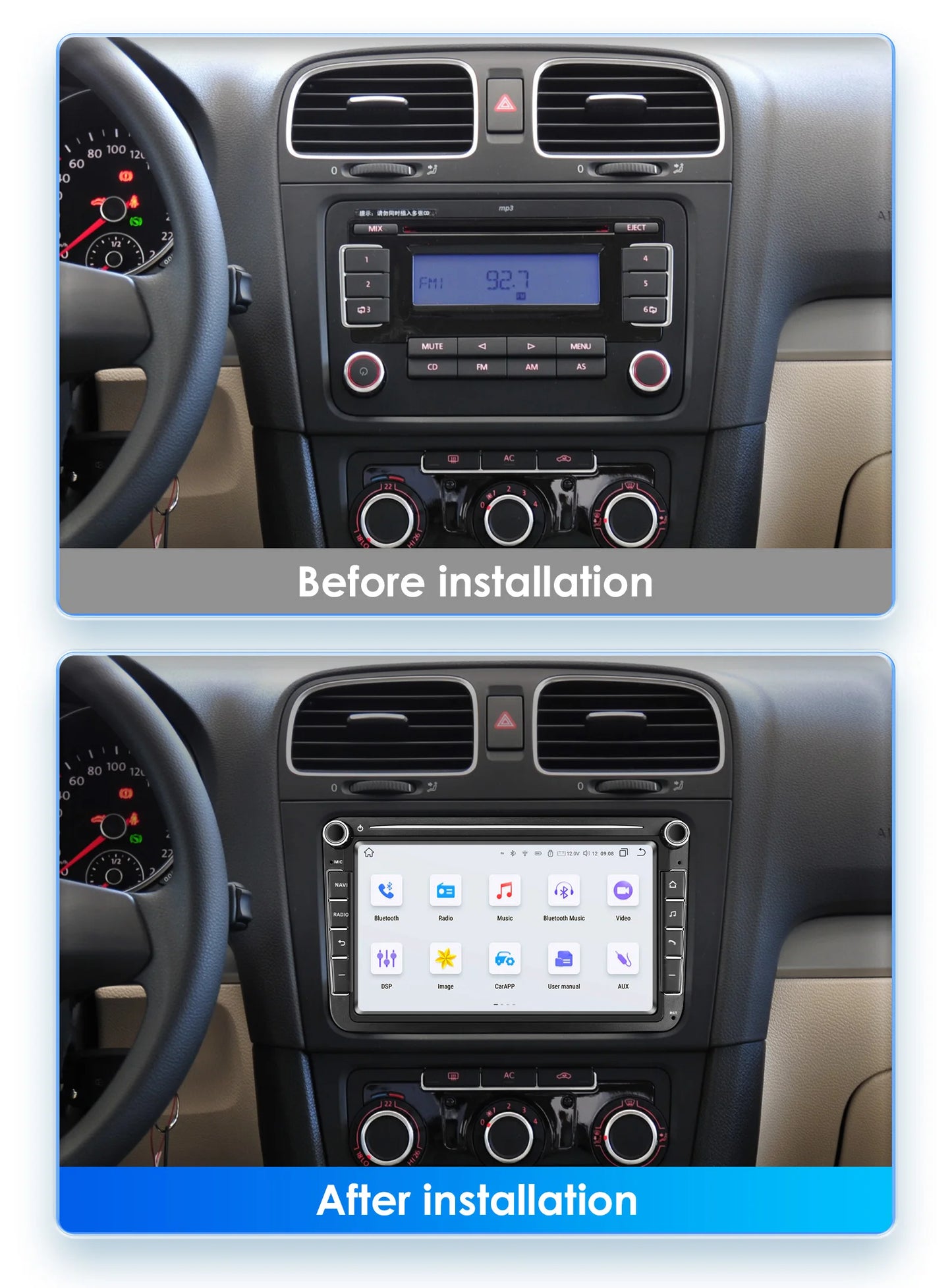Car radio 8" Android 13 for VW Golf, Passat B7, Polo, Tiguan