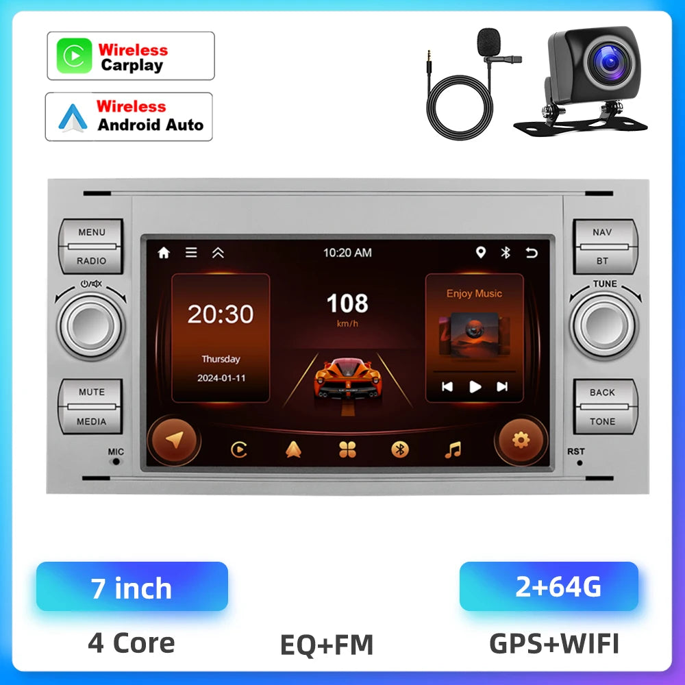 Autoradio 7" Double Din per Ford Kuga 2008-2011 - CarPlay, Android Auto, GPS e riproduzione multimediale